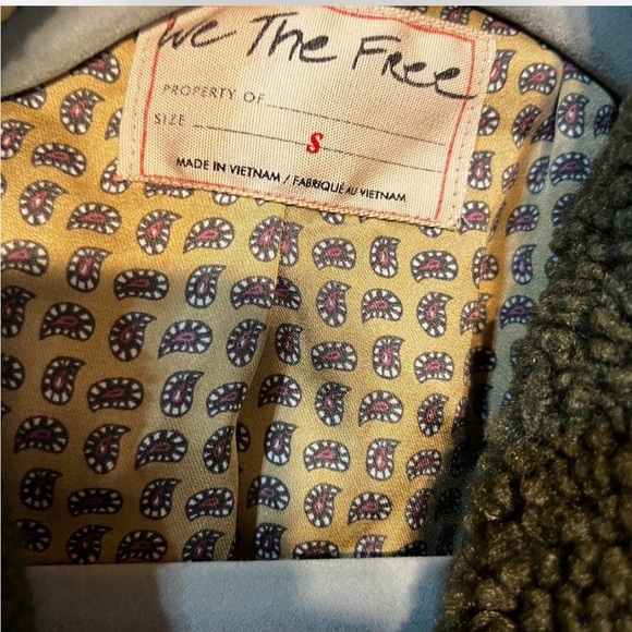 Free People We The Free Izzy Wrap Olive Green Oversized Teddy Jacket Small - Picture 2 of 3